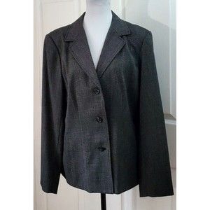 VTG Rafaella Womens Dark Gray Career Jacket Size 14 Three Button Blazer Coat EUC
